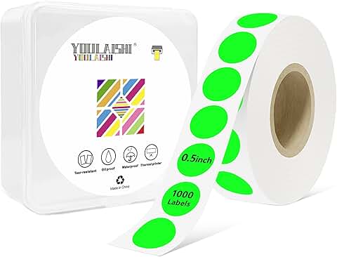 1000 Small Green Round Stickers for Office and Classroom