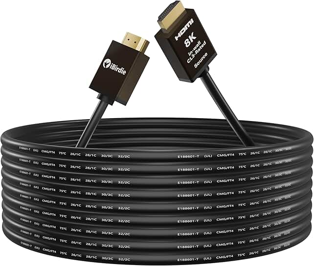 8K Fiber Optic HDMI Cable 100 Feet in-Wall CL3 Rated