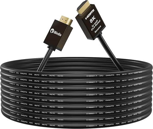 8K Fiber Optic HDMI Cable 100 Feet in-Wall CL3 Rated