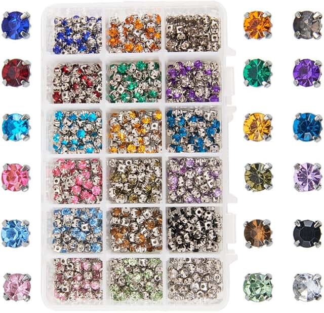 900pcs Sew-On Acrylic Rhinestone Beads for Jewelry Making