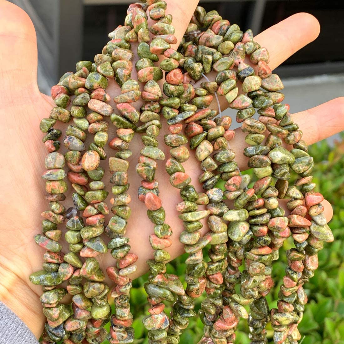 Natural Unakite Jasper Beads for Jewelry Making and Healing