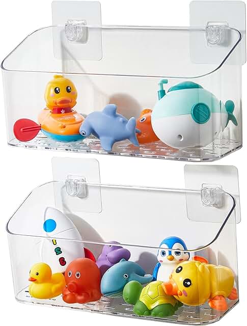 Large Wall-Mounted Bath Toy Storage, 2 Pack