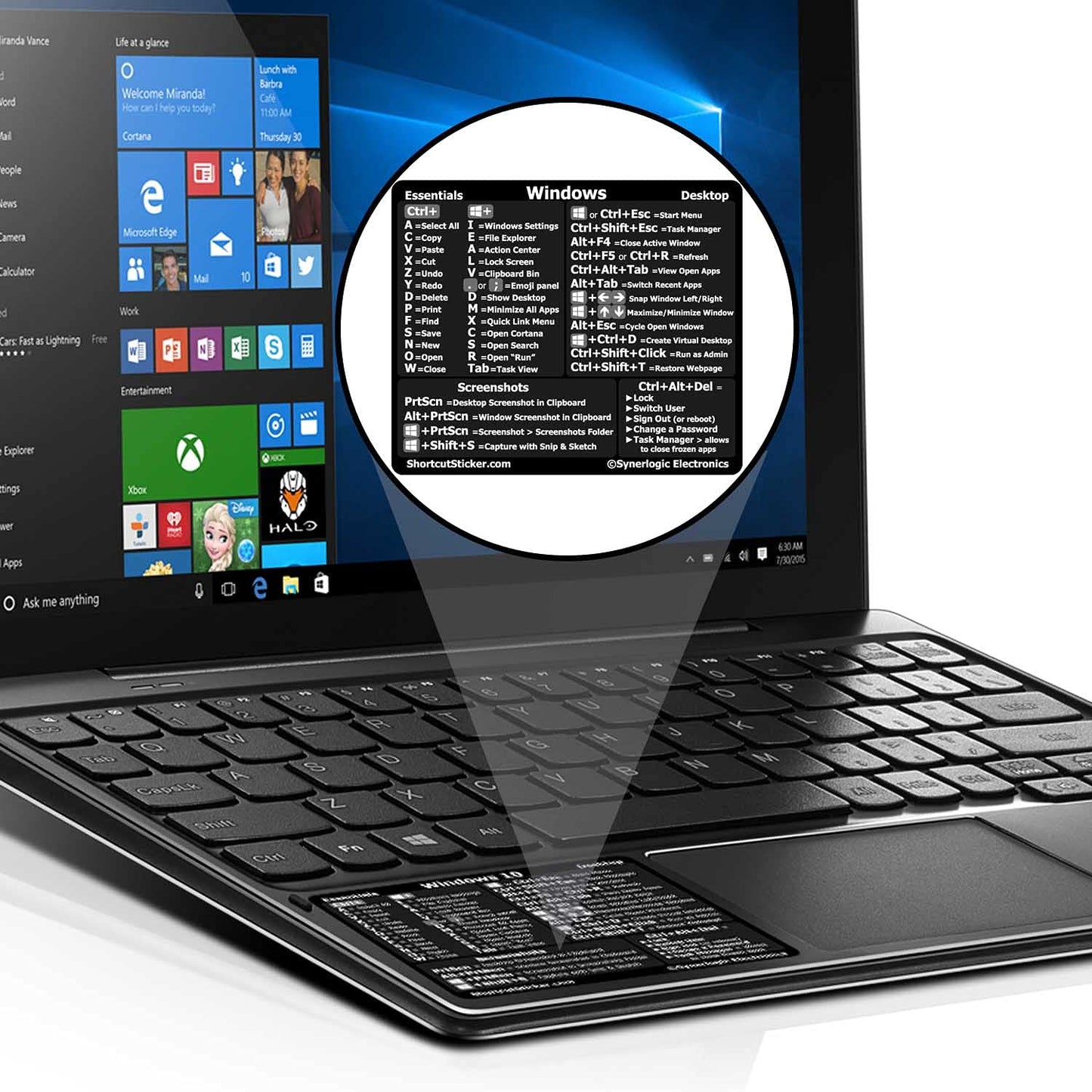 Windows PC Reference Keyboard Shortcut Vinyl Sticker, Laminated, no-Residue Adhesive, for Any PC Laptop or Desktop SM: 3"x2.5" (Black)