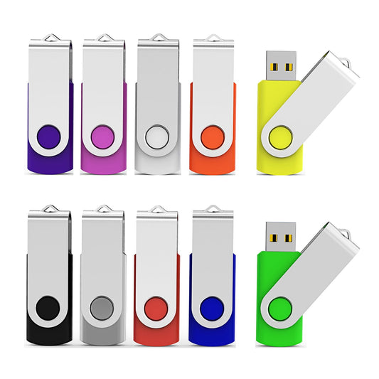 10 Pieces 16 GB USB Flash Drive 16GB USB 2.0 Thumb Drives Bulk Colorful USB Memory Stick Zip Drive Jump Drives for Data Storage, File Sharing (Multicolor, 16G, 10 Pack)