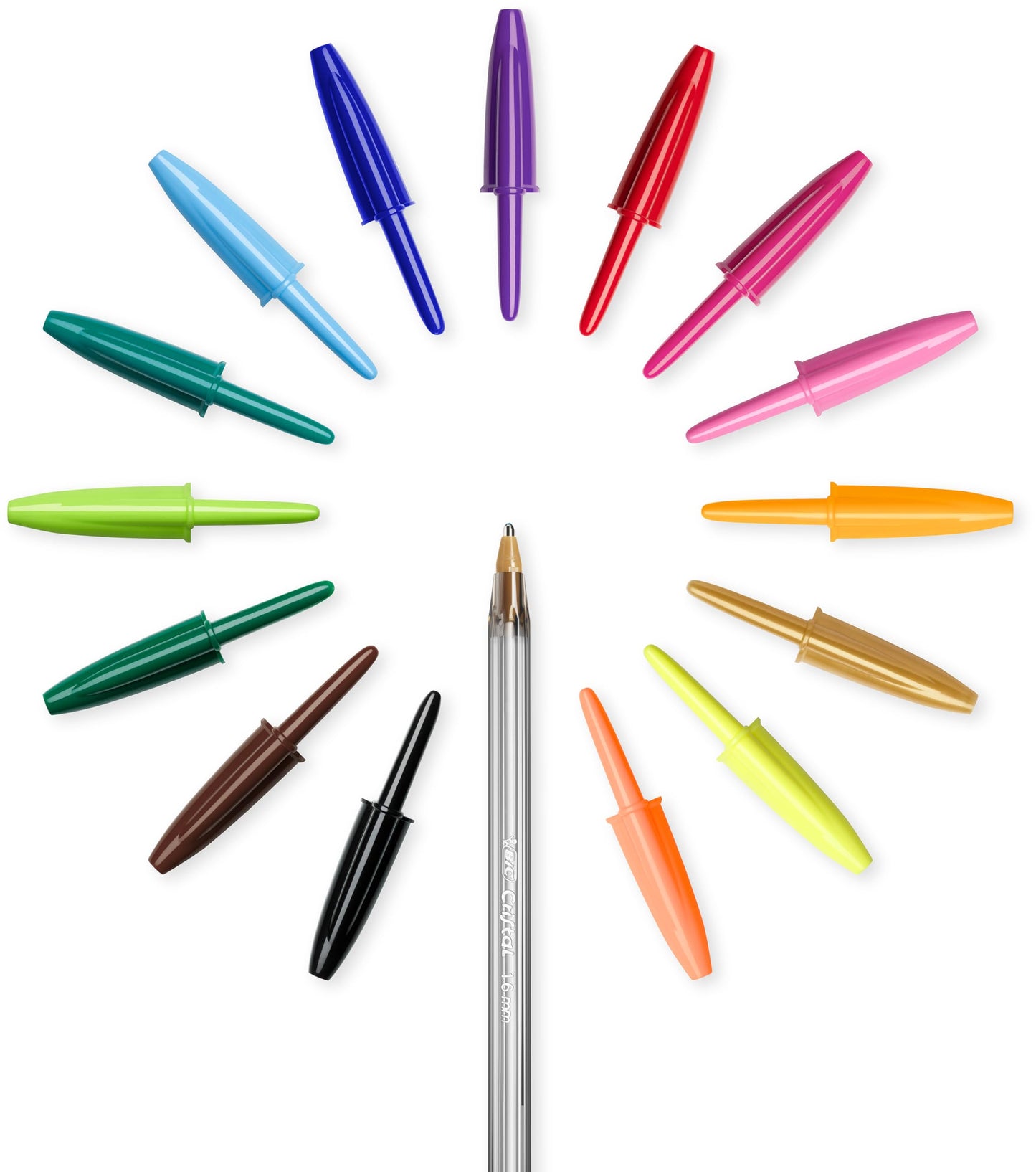 Set of 15 Multicolour Ballpoint Pens with Wide Tip