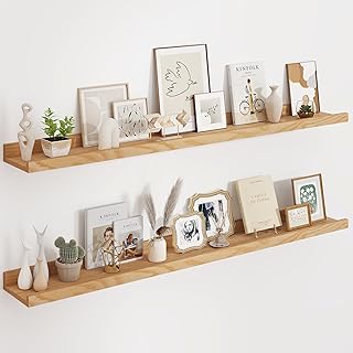 55-Inch Solid Oak Floating Wall Shelves Set of 2