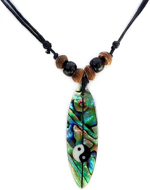 Natural Abalone Shell Surfboard Pendant Necklace