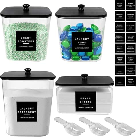 Set of 4 Acrylic Laundry Pod and Dryer Sheet Containers