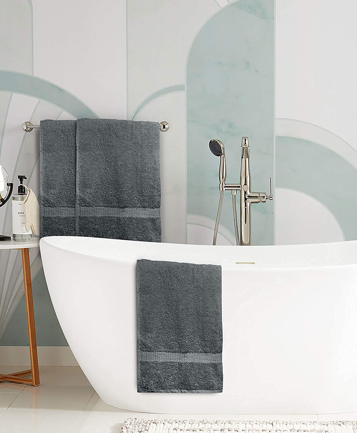 Si pli- agic 79403 Bath Towels, Gray, 24x46 Inches Towels for Pool, Spa, and Gy Lightweight and hly Absorbent Quick Drying Towels