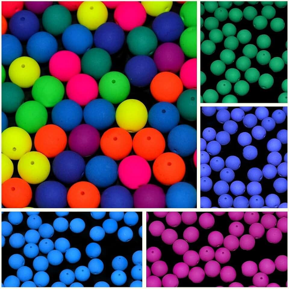 Set of 150 Neon Czech Glass Beads in 4 Dark Colors