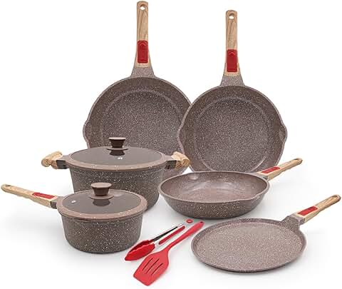 10-Piece Nonstick Cast Aluminum Cookware Set with Lids