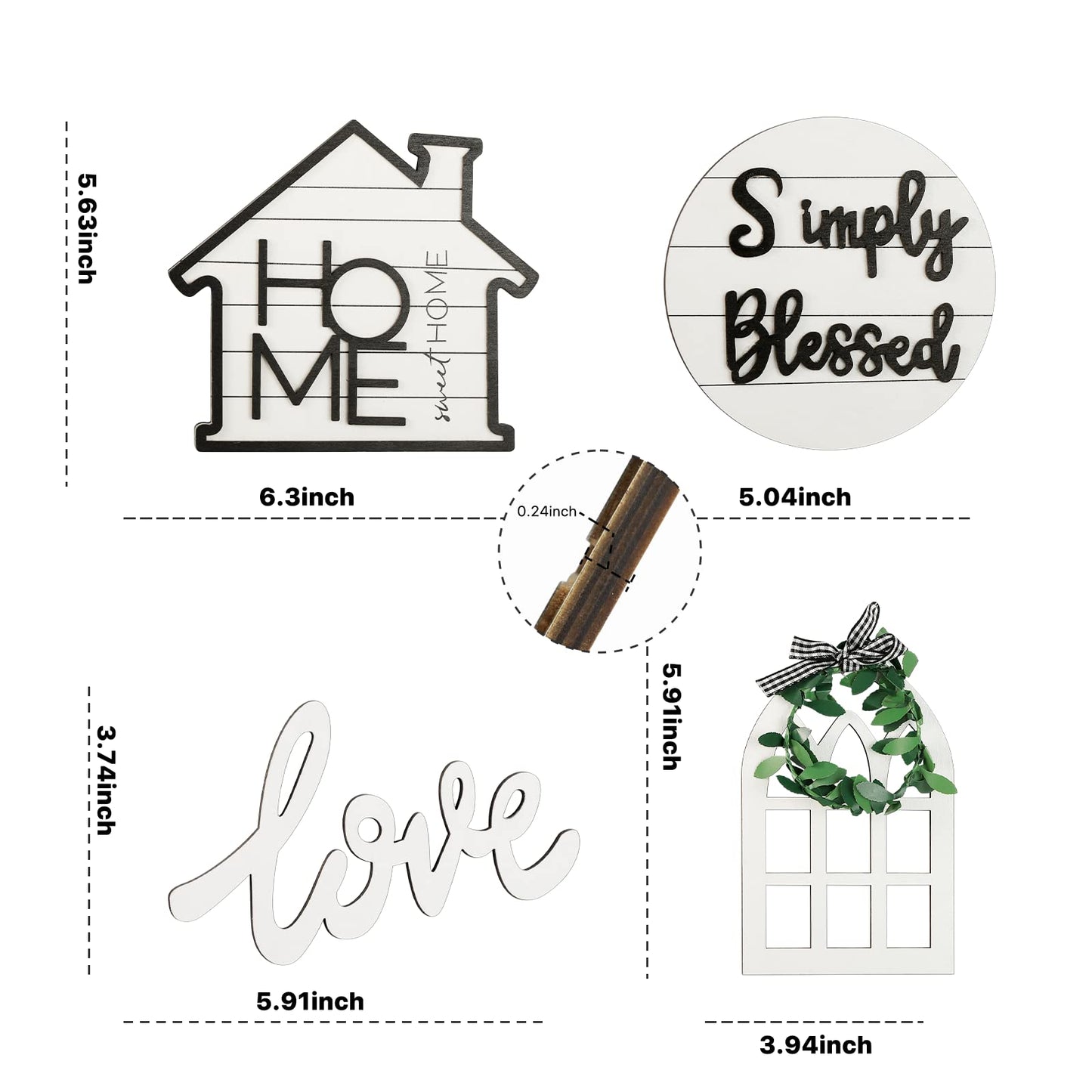 Tiered Tray Decor 10 Pieces Farmho e Decor for Tiered Tray, White Exquisite Relief Design Sign R tic Table for Kitchen Table Decoration, Ho ewarming Gift (Tiered Tray NOT Included)
