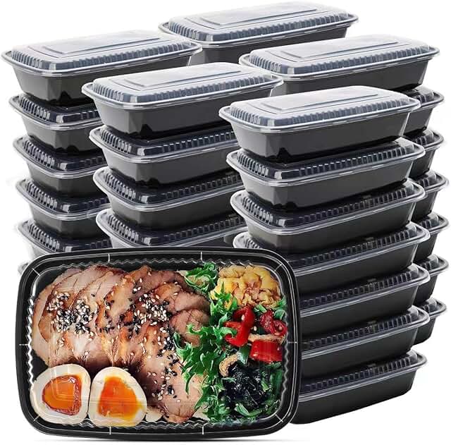 50 Pack 32 oz Food Storage Containers with Lids