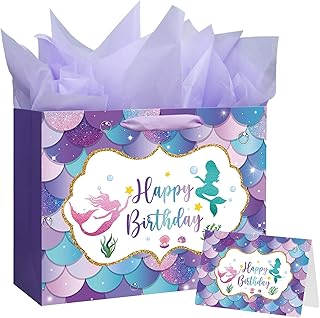 Large Mermaid Birthday Gift Bag with Handle
