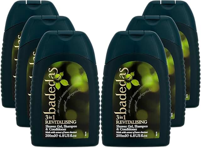 Set of 6 revitalising shower, shampoo, and conditioner 200ml