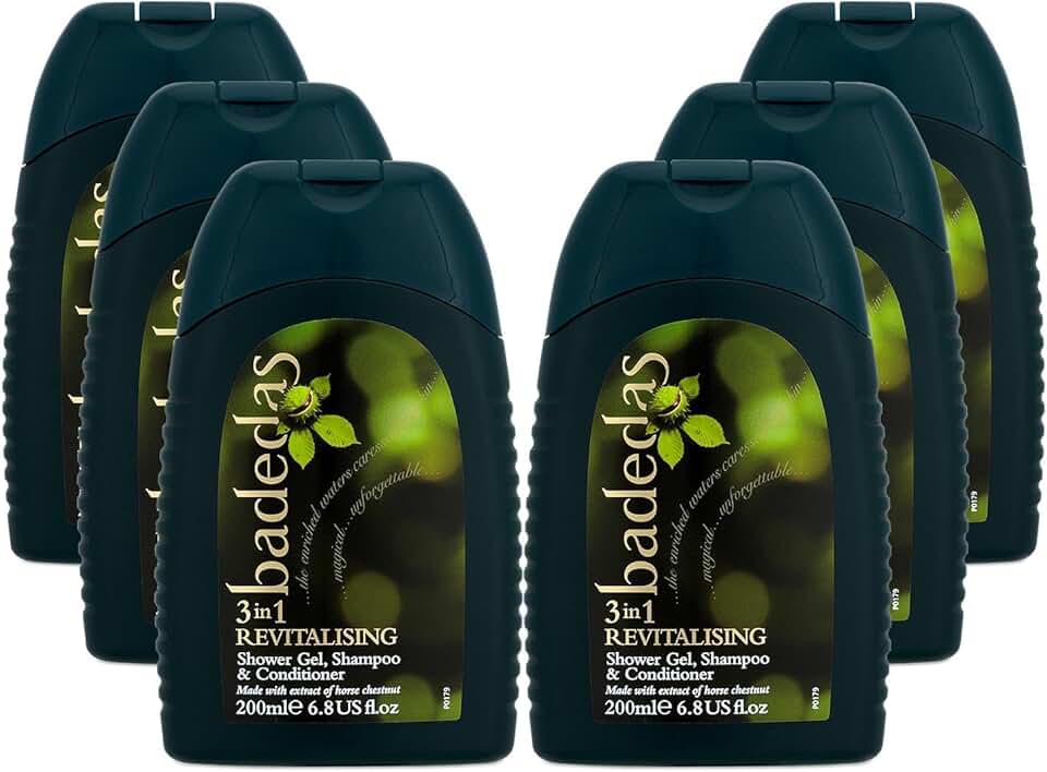 Set of 6 revitalising shower, shampoo, and conditioner 200ml