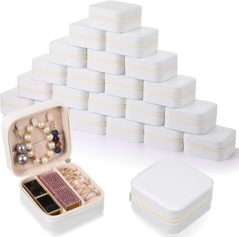 Set of 24 Small White Travel Jewelry Boxes