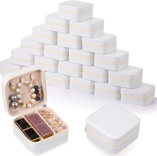 Set of 24 Small White Travel Jewelry Boxes