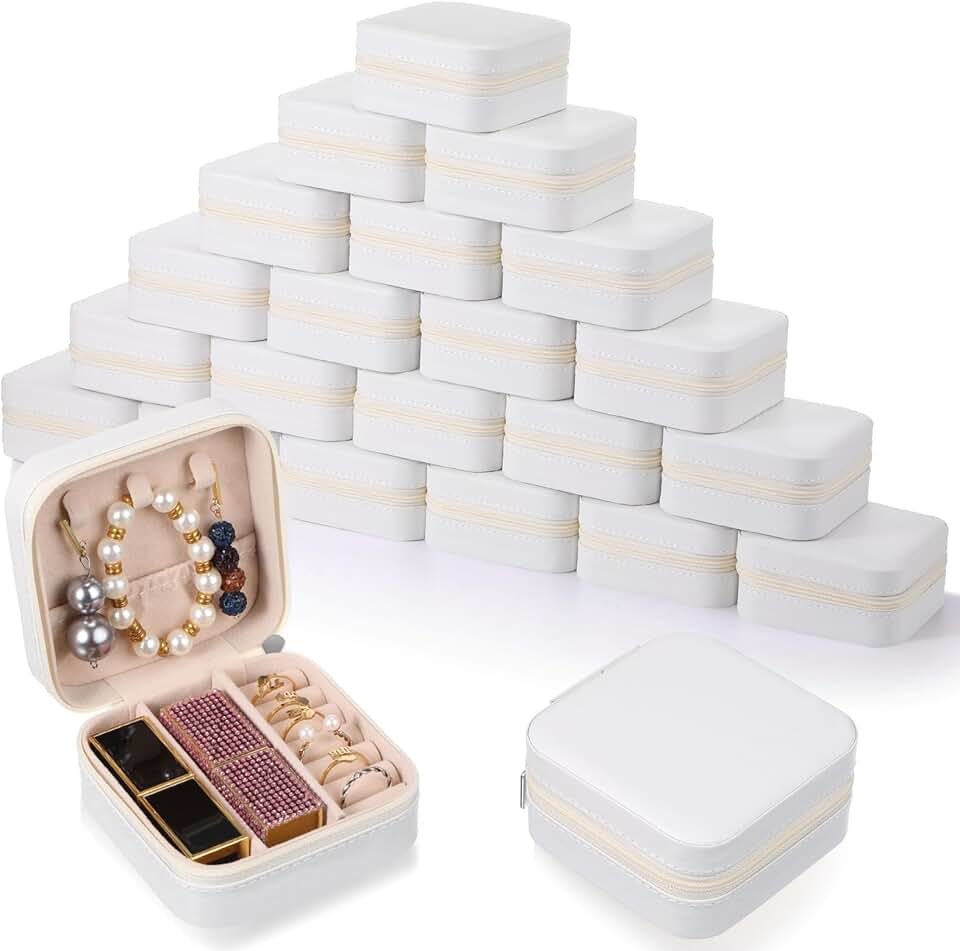 Set of 24 Small White Travel Jewelry Boxes