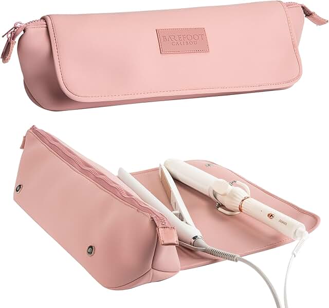 Travel Hair Tool Bag with Heat-Resistant Mat and Pockets