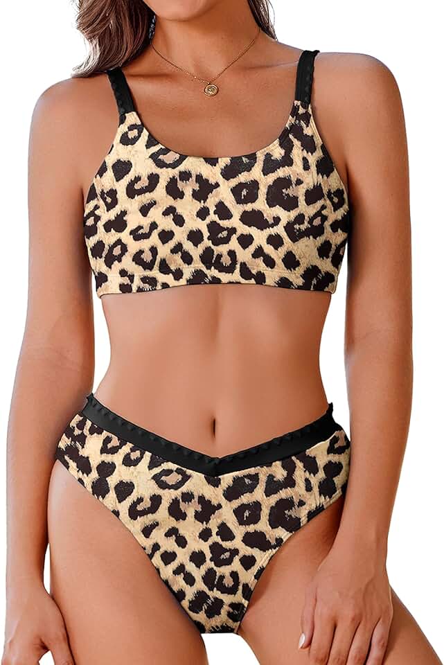 Women's High Cut Bikini Set with V-Shape Bottoms