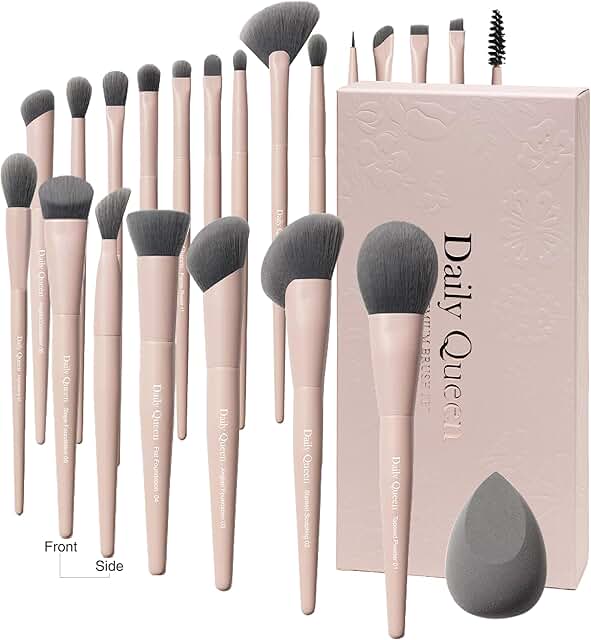 20-Piece Pink Makeup Brush Set for Face and Eyes