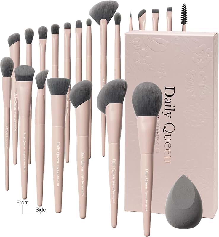 20-Piece Pink Makeup Brush Set for Face and Eyes
