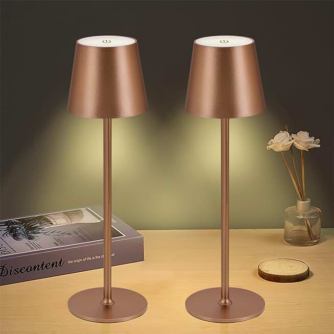 Two Rechargeable Cordless Table Lamps with Touch Control