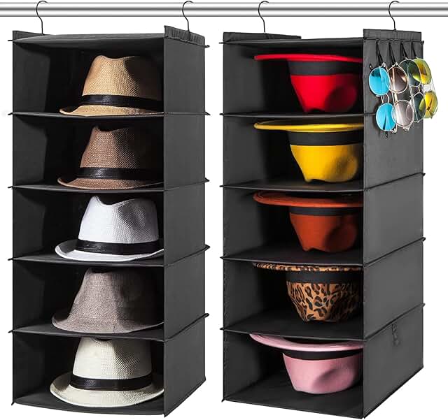 2-Pack Hat Racks with 10 Shelves for Closet Organization