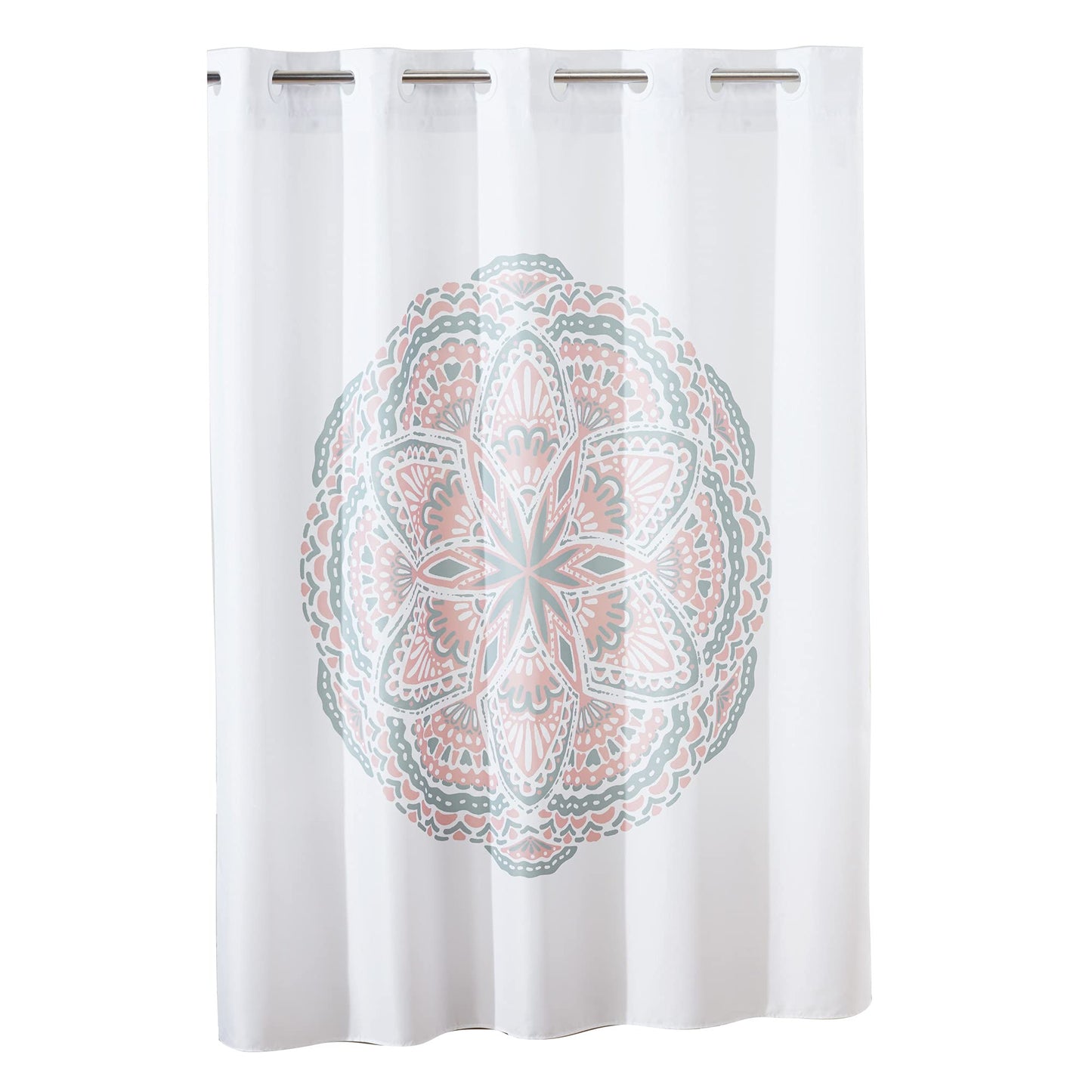 Henna Medallion Shower Curtain with Peva Liner, 71 in x 74 in, Blush