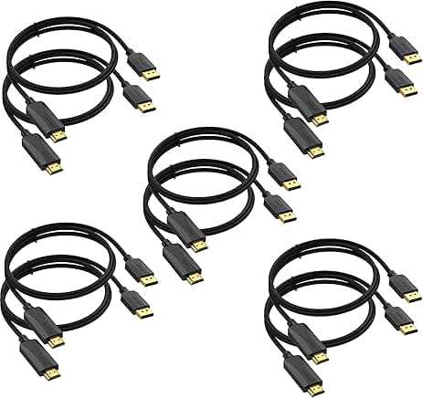 10-Pack 6ft DisplayPort to HDMI Cables for 4K Video