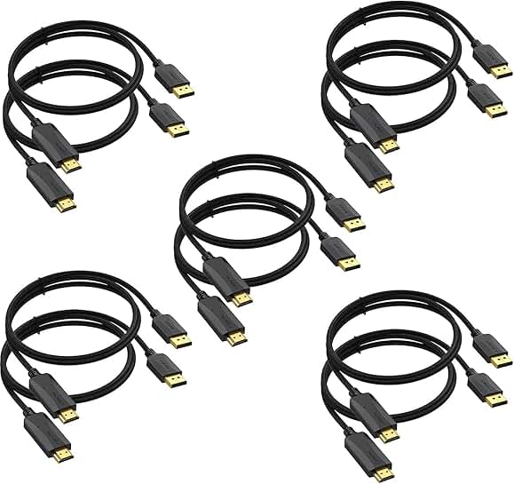 10-Pack 6ft DisplayPort to HDMI Cables for 4K Video