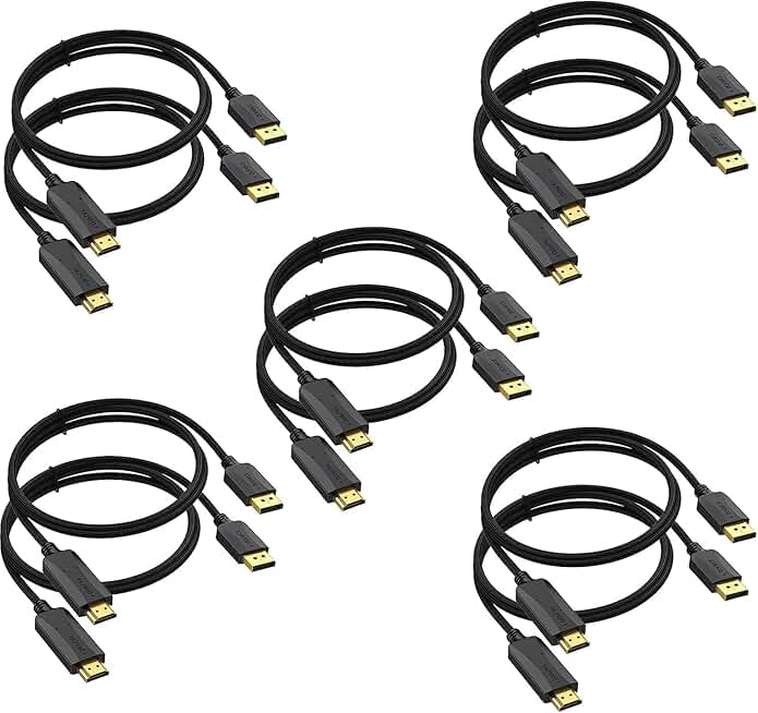 10-Pack 6ft DisplayPort to HDMI Cables for 4K Video