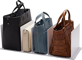 White purse organizer for closet shelf