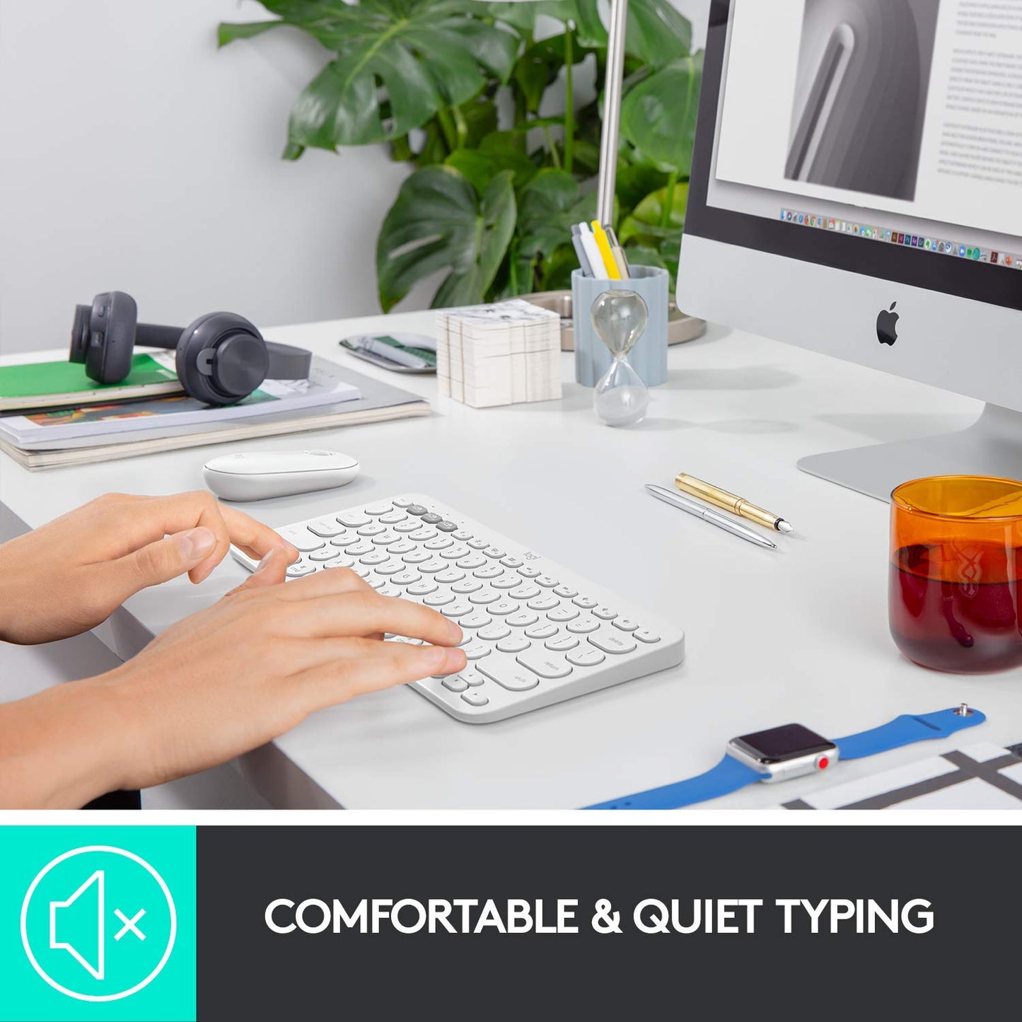 K380 Multi-Device Bluetooth Keyboard for Mac with Compact Slim Profile, Easy-Switch, 2 Year Battery, MacBook Pro/ MacBook Air/ iMac/ iPad Compatible - Off White