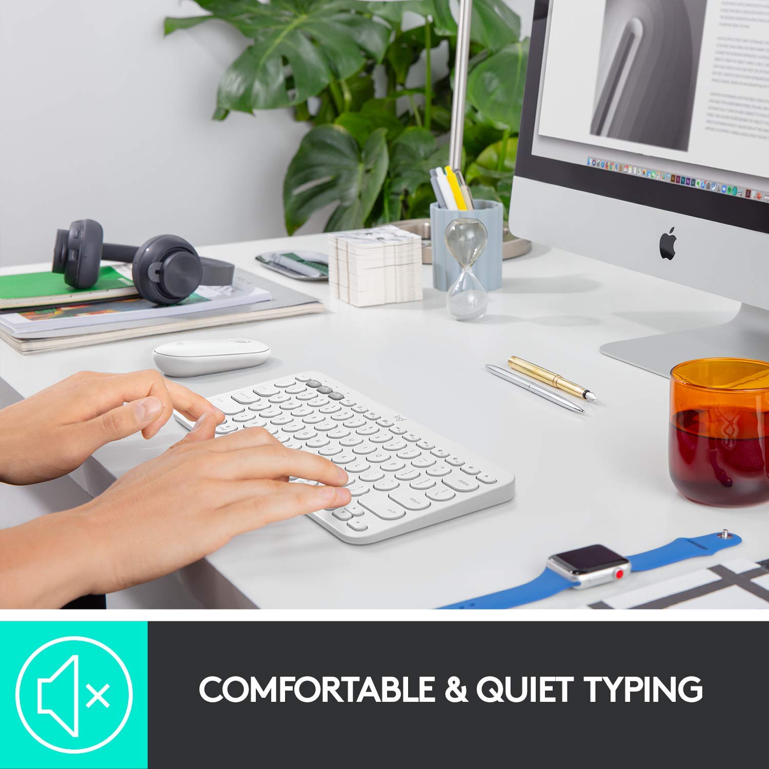 K380 Multi-Device Bluetooth Keyboard for Mac with Compact Slim Profile, Easy-Switch, 2 Year Battery, MacBook Pro/ MacBook Air/ iMac/ iPad Compatible - Off White