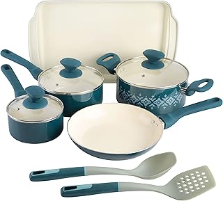 10-Piece Non-Stick Ceramic Cookware Set in Teal