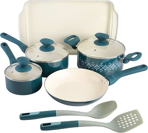 10-Piece Non-Stick Ceramic Cookware Set in Teal