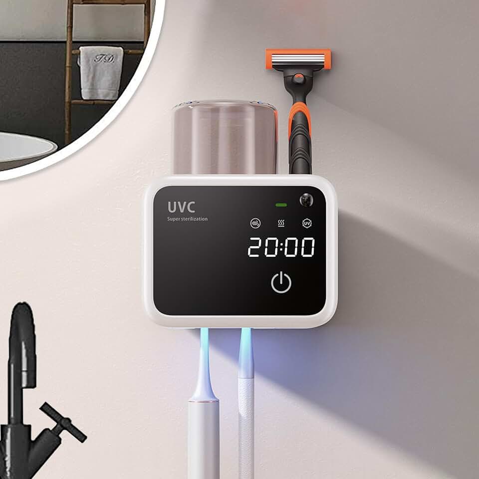 Wall-Mounted Electric Toothbrush Holder with Drying and Storage