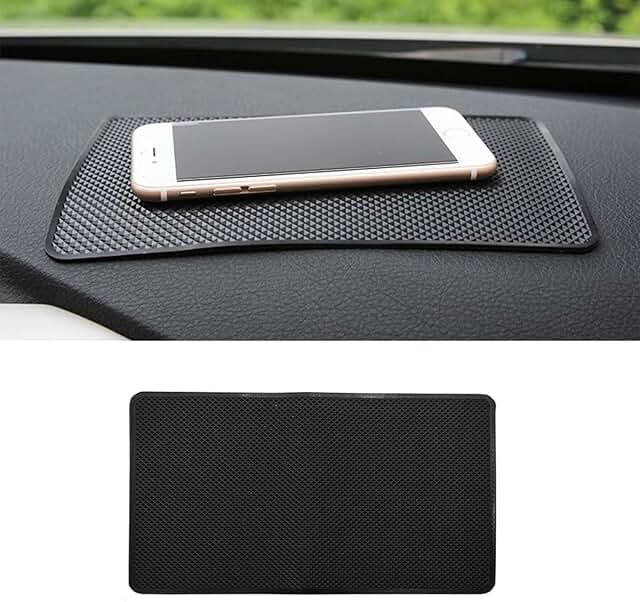 Black 10x6 Inch Anti-Slip Silicone Dashboard Mat