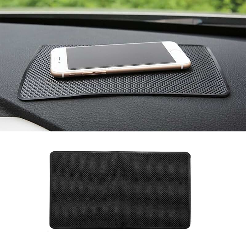 Black 10x6 Inch Anti-Slip Silicone Dashboard Mat