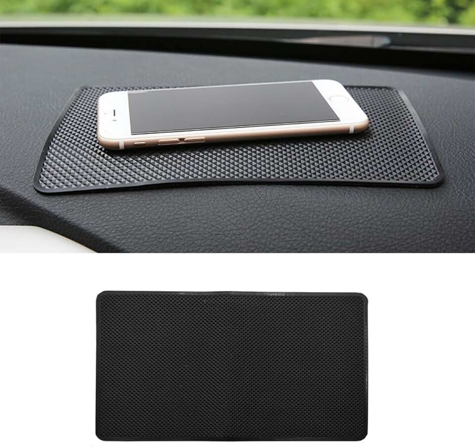 Black 10x6 Inch Anti-Slip Silicone Dashboard Mat