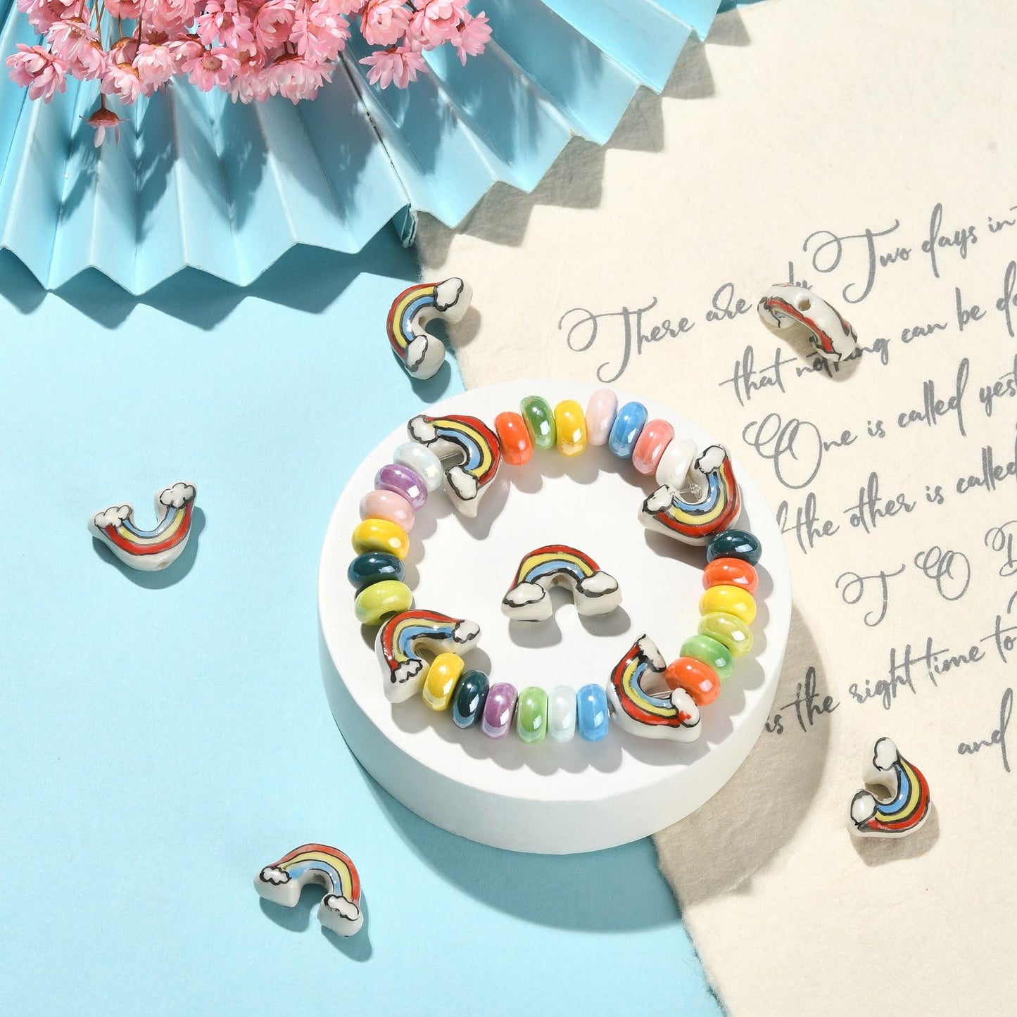 Rainbow Porcelain Beads for Jewelry Making and DIY Crafts