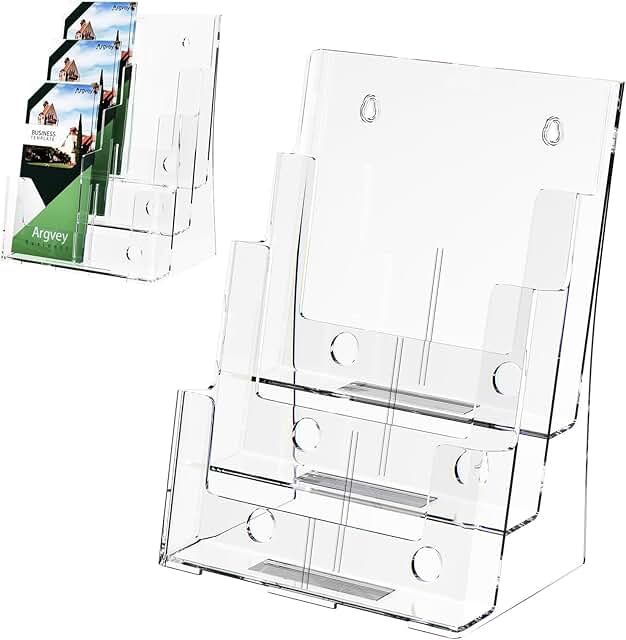 3-Tier Acrylic Brochure and Flyer Holder, 8.5 x 11 inches