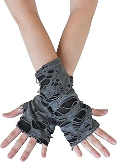 Ripped Arm Warmers - Fingerless Knitted Long Sleeve Gloves