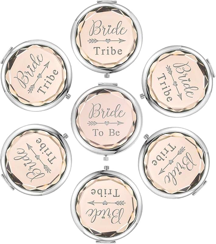 Set of 7 Compact Pocket Makeup Mirrors for Bachelorette Party