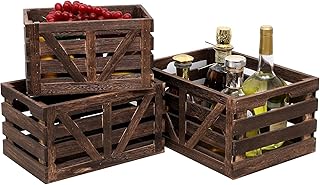 Set of 3 Wooden Storage Crates for Home Organization