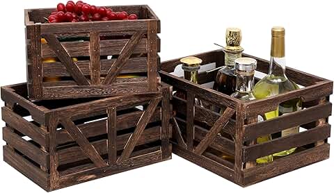 Set of 3 Wooden Storage Crates for Home Organization