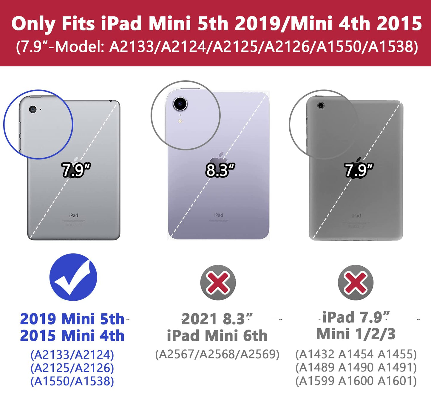 iPad Mini 5 Case,iPad Mini 4 Case for Kids,Heavy Duty Shockproof Rugged Case Cover with Kickstand,High Impact Full Body Protective Case for iPad Mini 5th/4th Generation 7.9 inch -Red+Blue
