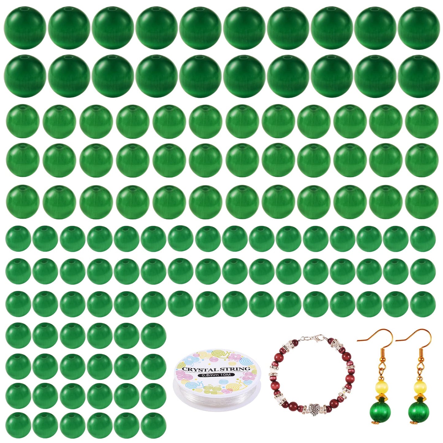 175-Piece Green Cat Beads Jewelry Making Kit